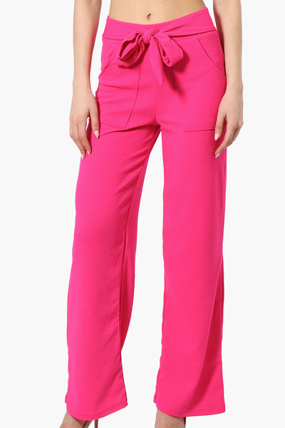 Majora Solid Large Pocket Belted Pants - Pink - Womens Pants - Fairweather