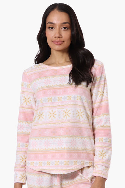 Canada Weather Gear Festive Pattern Pajama Top - Blush - Womens Pajamas - Fairweather