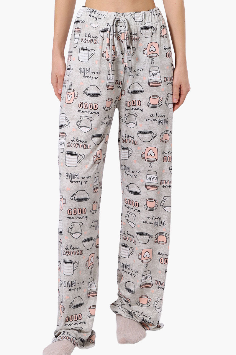 Canada Weather Gear Coffee Pattern Wide Leg Pajama Pants - Grey - Womens Pajamas - Fairweather