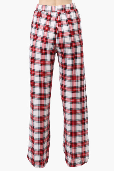 Cuddly Canuckies Plaid Wide Leg Pajama Pants - White - Womens Pajamas - Fairweather