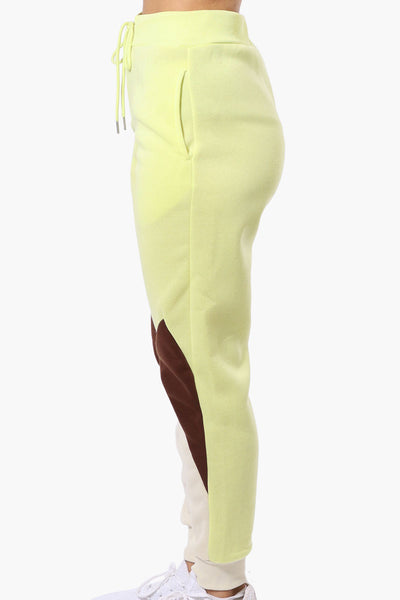 New Look Fleece Colour Block Joggers - Yellow - Womens Joggers & Sweatpants - Fairweather