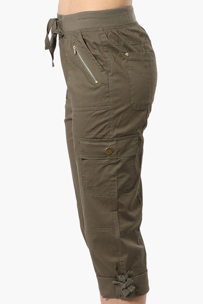 Canada Weather Gear Tie Waist Cargo Capris - Olive - Womens Shorts & Capris - Fairweather