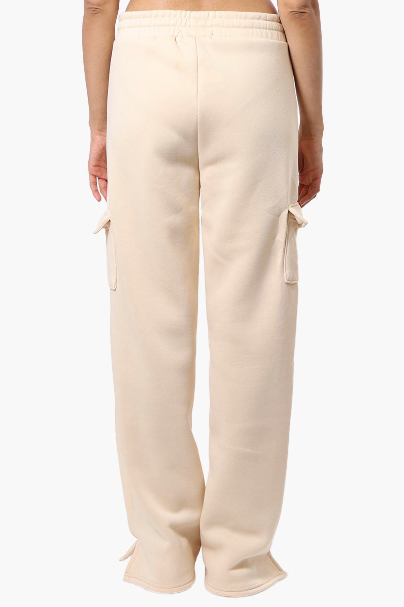 Fahrenheit Fleece Tie Waist Cargo Sweatpants - Cream - Womens Joggers & Sweatpants - Fairweather