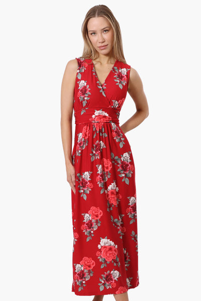 International INC Company Floral Padded Crossover Maxi Dress - Red - Womens Maxi Dresses - Fairweather