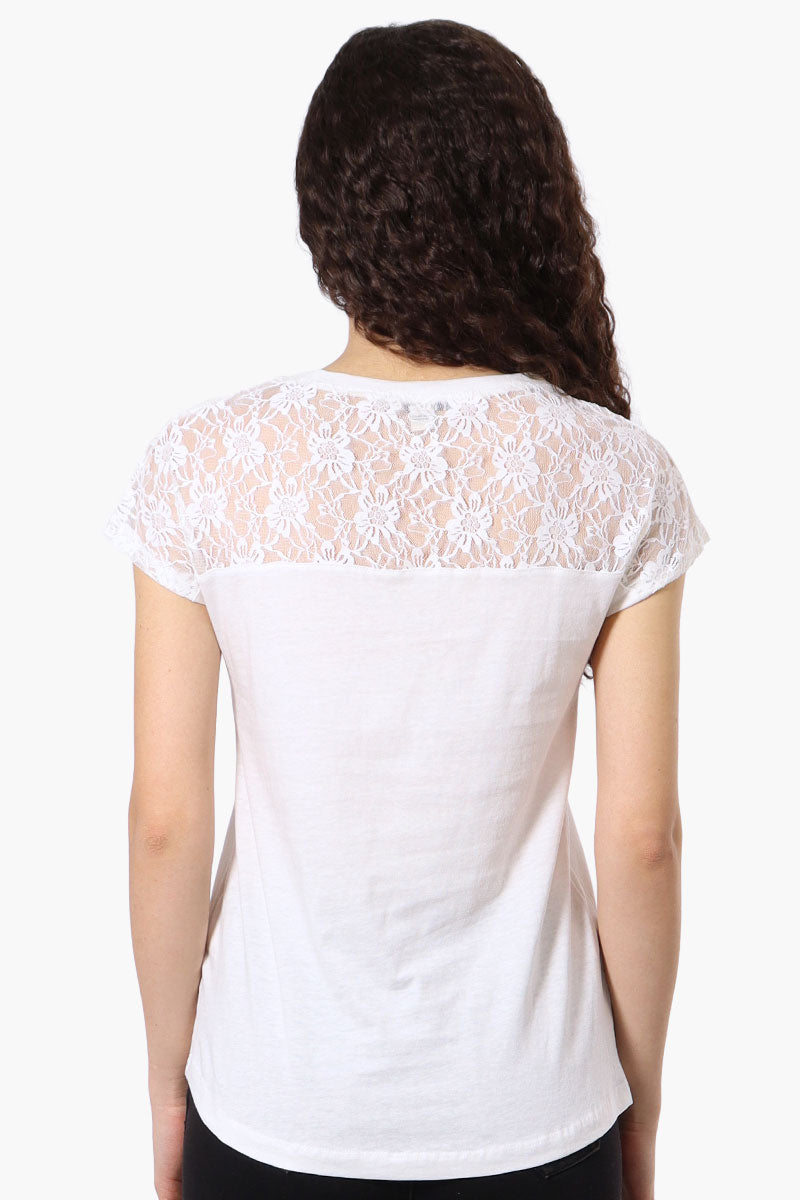 T-shirt à manches courtes en dentelle florale Majora - Blanc