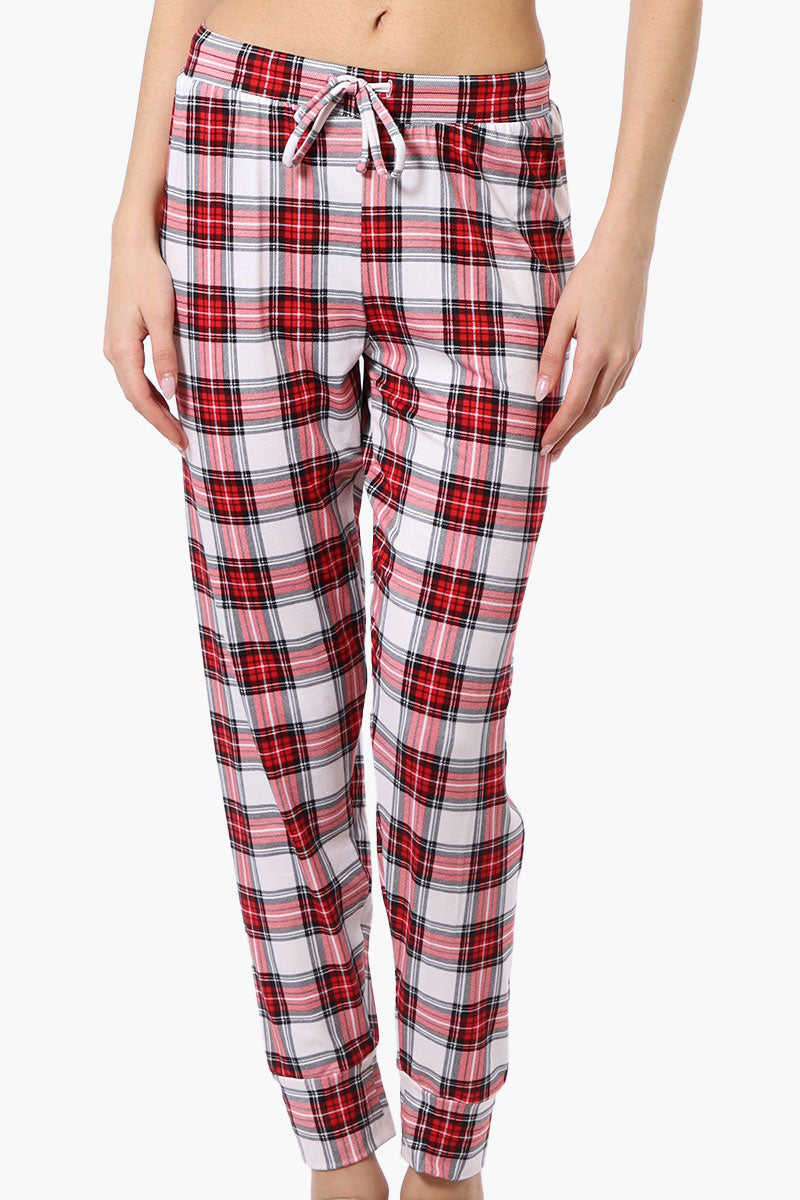 Canada Weather Gear Plaid Tie Waist Pajama Bottoms - Red - Womens Pajamas - Fairweather