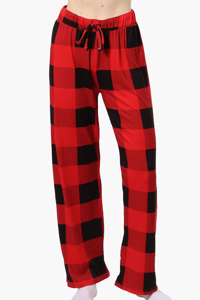 Cuddly Canuckies Plaid Wide Leg Pajama Pants - Red - Womens Pajamas - Fairweather