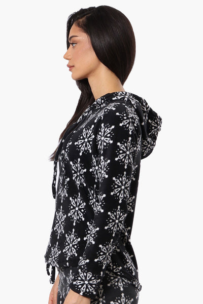 Canada Weather Gear Snowflake Pattern Hooded Pajama Top - Black - Womens Pajamas - Fairweather