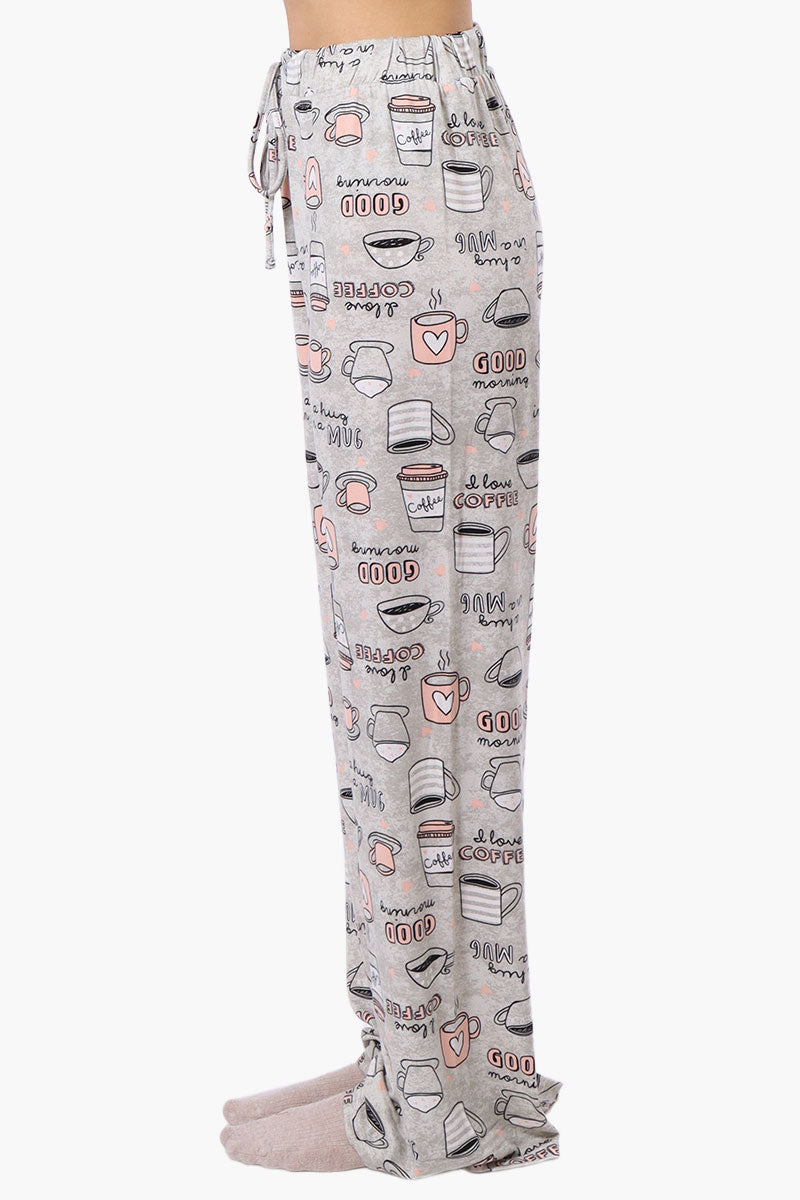 Canada Weather Gear Coffee Pattern Wide Leg Pajama Pants - Grey - Womens Pajamas - Fairweather