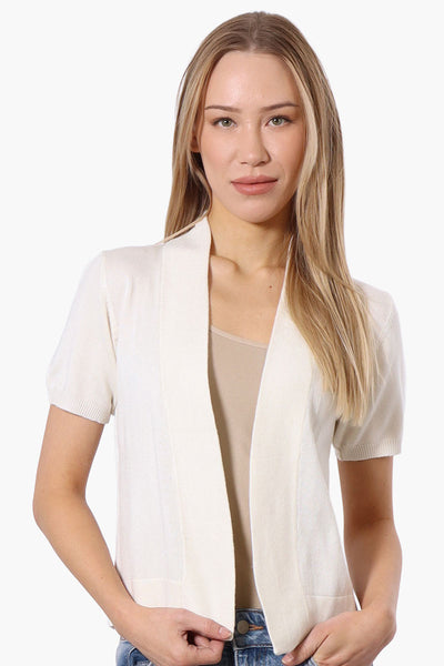 Impress Cap Sleeve Open Shrug Cardigan - White - Womens Cardigans - Fairweather