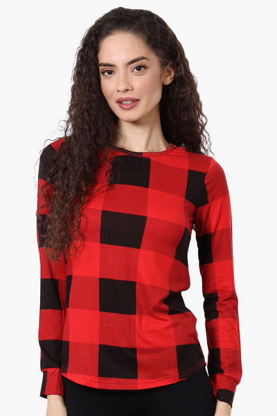 Canada Weather Gear Plaid Crewneck Pajama Top - Red - Womens Pajamas - Fairweather