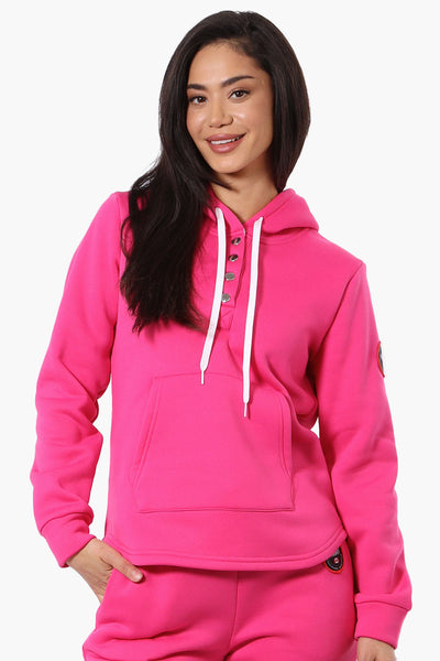 Fahrenheit Basic Henley Hoodie - Pink - Womens Hoodies & Sweatshirts - Fairweather