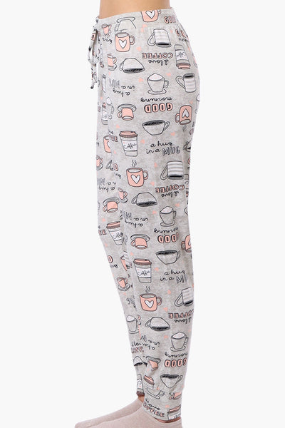 Canada Weather Gear Coffee Pattern Tie Waist Pajama Pants - White - Womens Pajamas - Fairweather