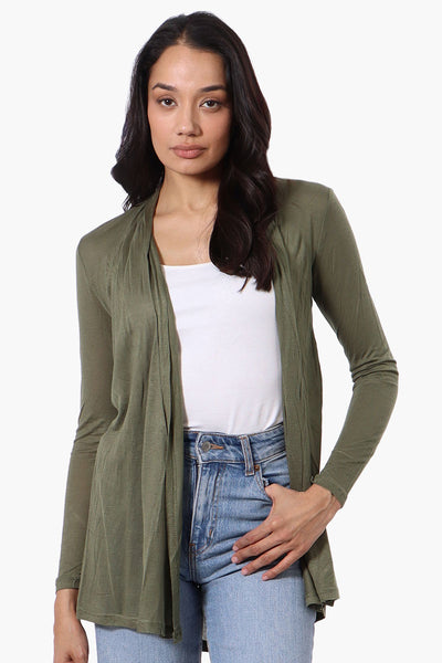 Magazine Long Sleeve Open Wrap Cardigan - Olive - Womens Cardigans - Fairweather