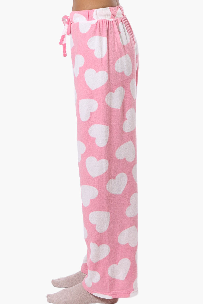 Canada Weather Gear Heart Pattern Wide Leg Pajama Pants - Pink - Womens Pajamas - Fairweather