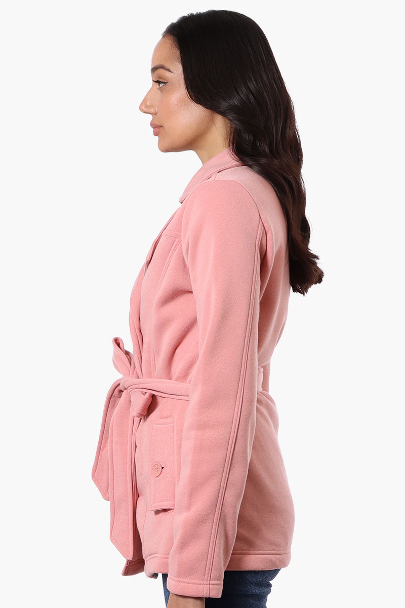 Fahrenheit Belted Double Breasted Lightweight Jacket - Pink - Womens Lightweight Jackets - Fairweather