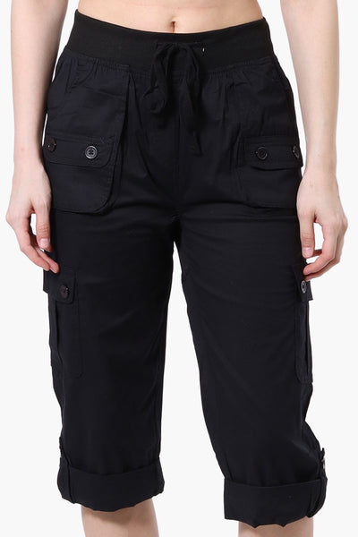 Canada Weather Gear Tie Waist Cargo Capris - Black - Womens Shorts & Capris - Fairweather