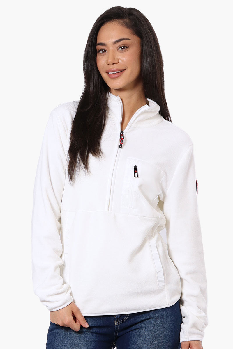 Canada Weather Gear 1/4 Zip Polar Fleece Pullover Sweater - White - Womens Pullover Sweaters - Fairweather