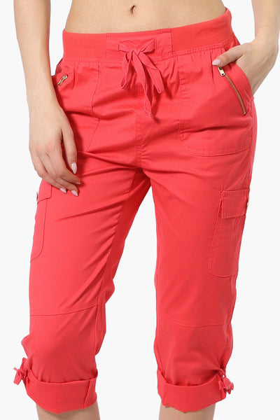 Canada Weather Gear Tie Waist Cargo Capris - Coral - Womens Shorts & Capris - Fairweather