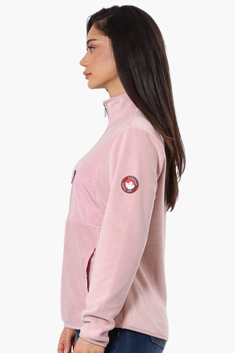 Canada Weather Gear 1/4 Zip Polar Fleece Pullover Sweater - Pink - Womens Pullover Sweaters - Fairweather