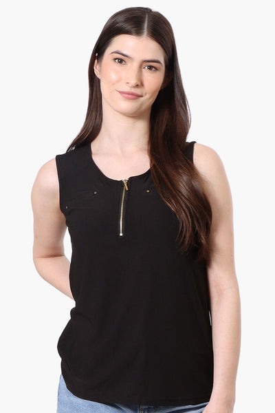 Beechers Brook Basic 1/4 Zip Tank Top - Black - Womens Tees & Tank Tops - Fairweather