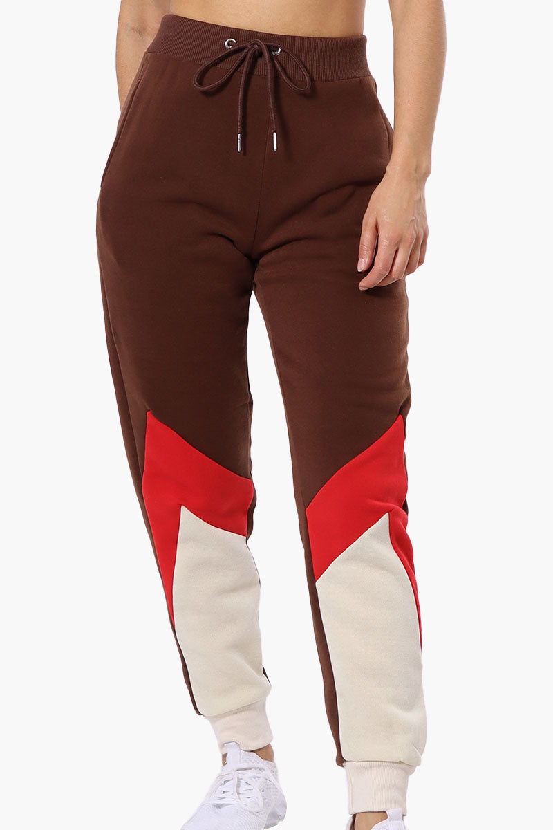 New Look Fleece Colour Block Joggers - Brown - Womens Joggers & Sweatpants - Fairweather