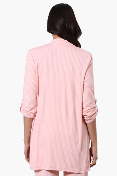 Majora Ribbed Roll Up Sleeve Wrap Cardigan - Pink - Womens Cardigans - Fairweather