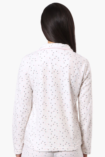 Canada Weather Gear Button Down Dotted Pattern Pajama Top - White - Womens Pajamas - Fairweather