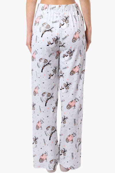 Canada Weather Gear Sloth Pattern Wide Leg Pajama Pants - Grey - Womens Pajamas - Fairweather