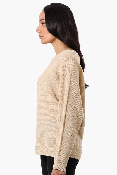 International INC Company Cable Knit Boat Neck Pullover Sweater - Beige - Womens Pullover Sweaters - Fairweather