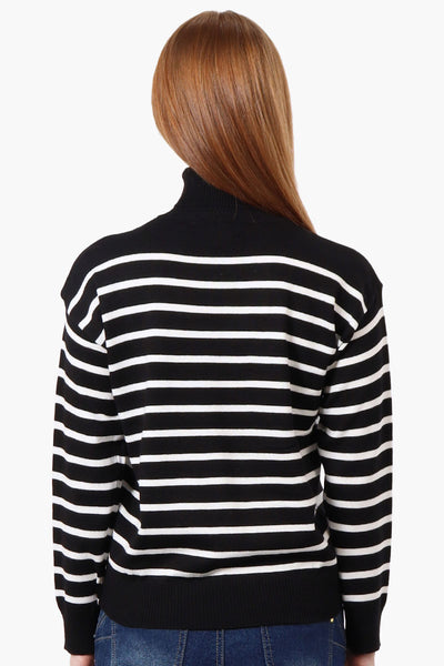 International INC Company Striped Turtleneck Pullover Sweater - Black - Womens Pullover Sweaters - Fairweather