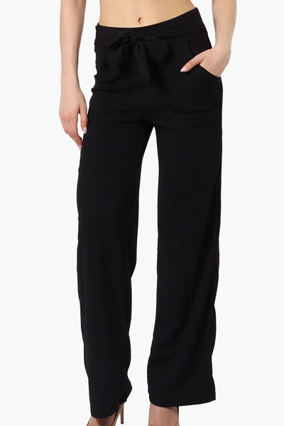 Majora Solid Large Pocket Belted Pants - Black - Womens Pants - Fairweather