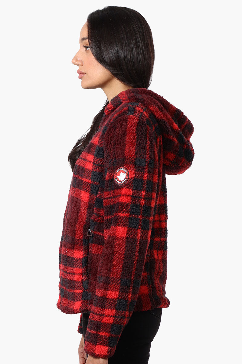 Canada Weather Gear Plush Plaid Hooded Lightweight Jacket - Red - Womens Lightweight Jackets - Fairweather