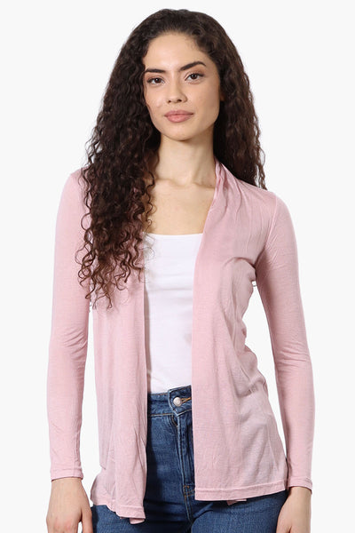 Magazine Long Sleeve Open Wrap Cardigan - Pink - Womens Cardigans - Fairweather