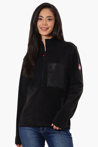 Canada Weather Gear 1/4 Zip Polar Fleece Pullover Sweater - Black - Womens Pullover Sweaters - Fairweather