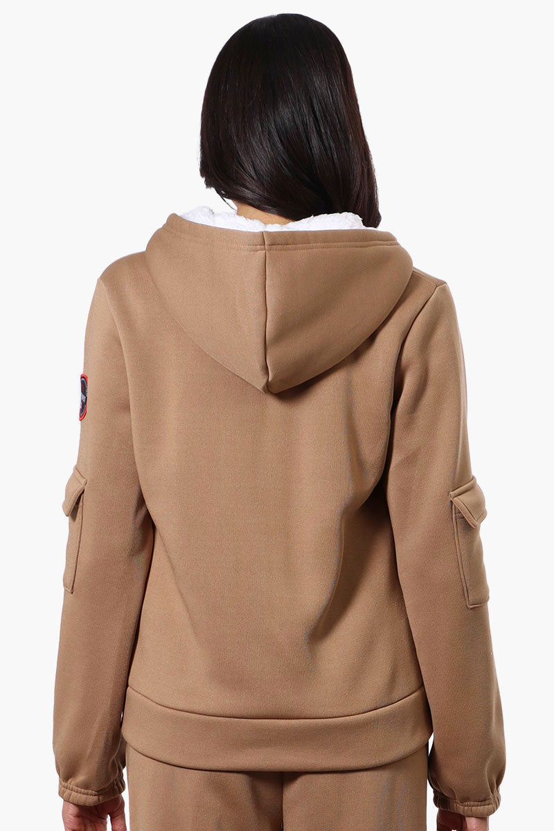 Fahrenheit Sherpa Lined Hood Zip Up Hoodie - Camel - Womens Hoodies & Sweatshirts - Fairweather