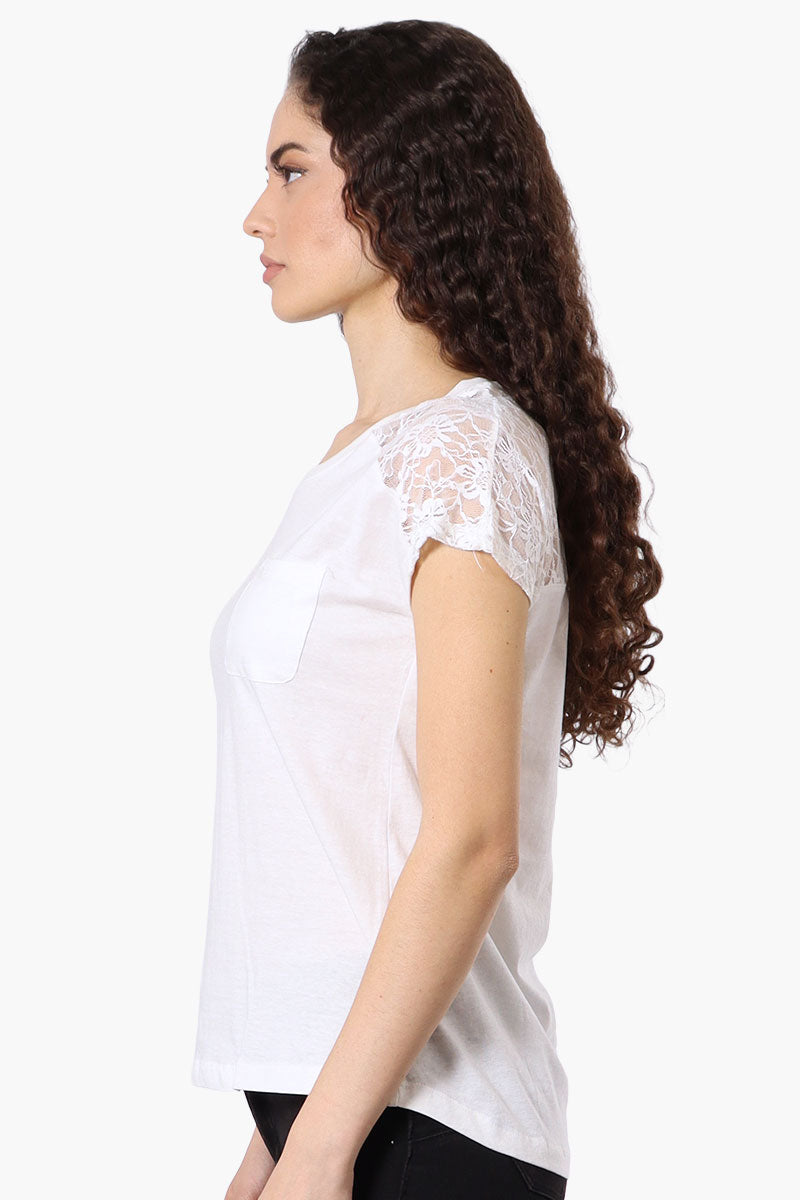 Majora Floral Lace Cap Sleeve Tee - White