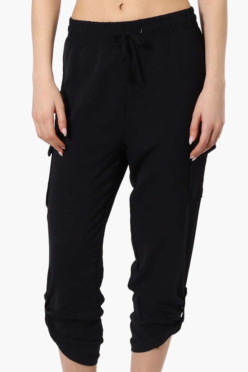 Urbanology Tie Waist Cargo Pocket Pants - Black - Womens Pants - Fairweather