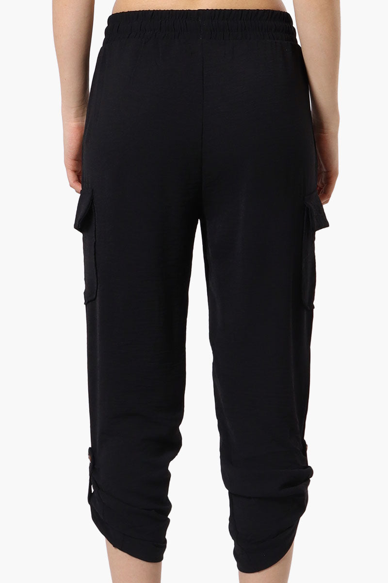 Urbanology Tie Waist Cargo Pocket Pants - Black - Womens Pants - Fairweather