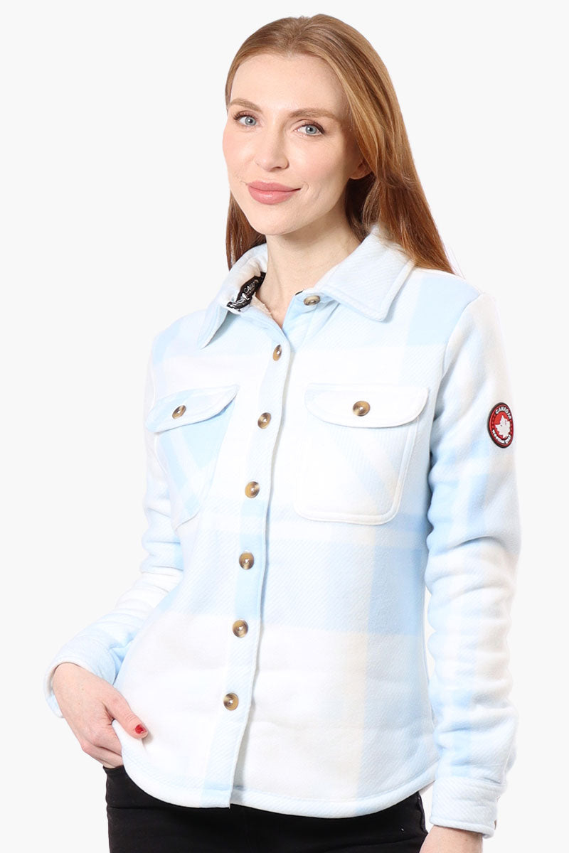 Canada Weather Gear Button Up Fleece Lined Lightweight Jacket - Blue - Womens Lightweight Jackets - Fairweather