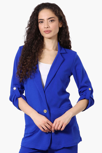 Majora Roll Up Sleeve Two Button Blazer - Blue - Womens Blazers - Fairweather