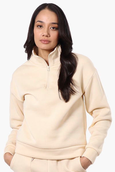 Fahrenheit 1/4 Zip Basic Sweatshirt - Cream - Womens Hoodies & Sweatshirts - Fairweather