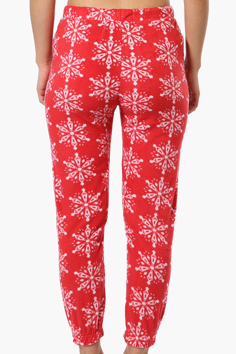 Canada Weather Gear Snowflake Pattern Fleece Pajama Bottoms - Red - Womens Pajamas - Fairweather