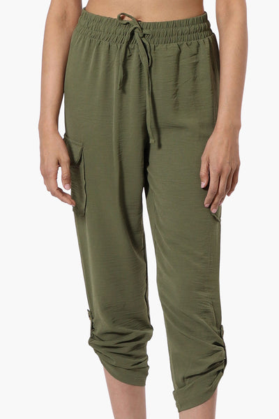 Urbanology Tie Waist Cargo Pocket Pants - Olive - Womens Pants - Fairweather