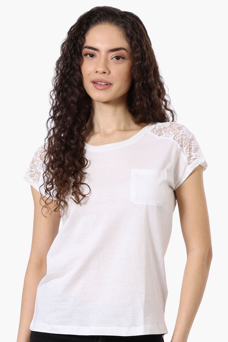 Majora Floral Lace Cap Sleeve Tee - White