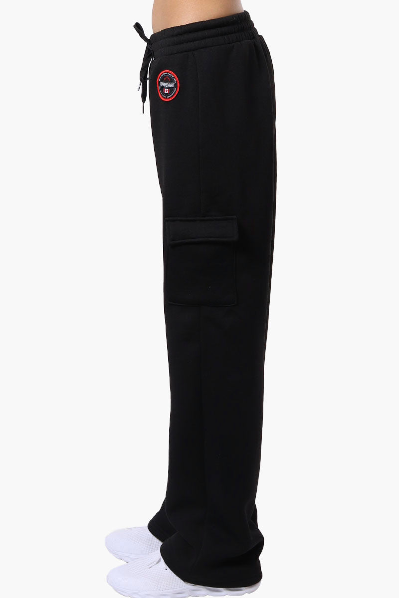 Fahrenheit Fleece Wide Leg Cargo Sweatpants - Black - Womens Joggers & Sweatpants - Fairweather