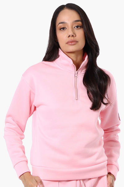 Fahrenheit 1/4 Zip Basic Sweatshirt - Pink - Womens Hoodies & Sweatshirts - Fairweather