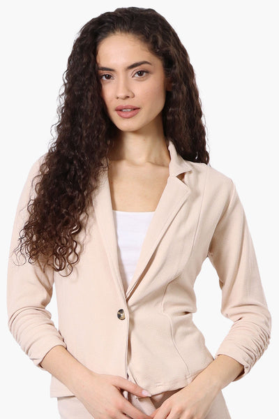 Majora Cinched Sleeve Single Button Blazer - Cream - Womens Blazers - Fairweather