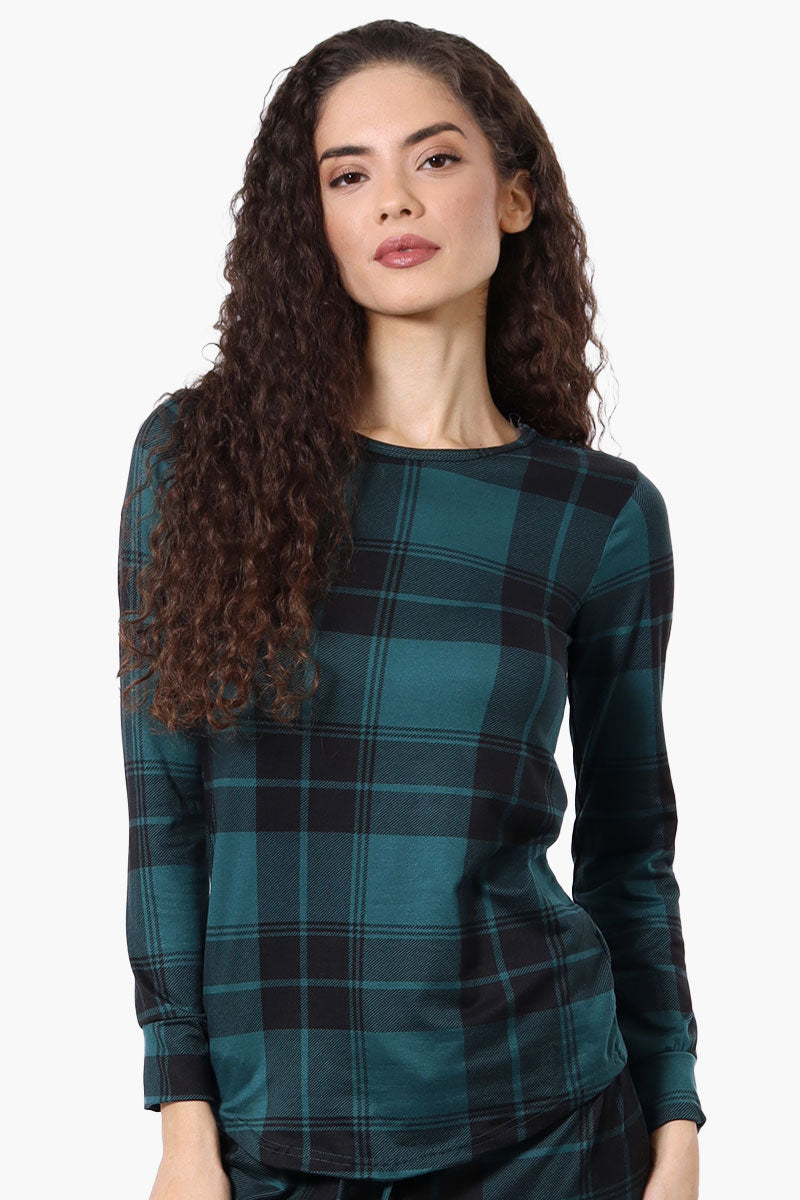 Canada Weather Gear Plaid Henley Pajama Top - Teal - Womens Pajamas - Fairweather