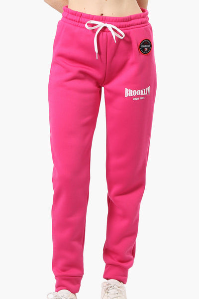 Fahrenheit Tie Waist Brooklyn Print Joggers - Pink - Womens Joggers & Sweatpants - Fairweather